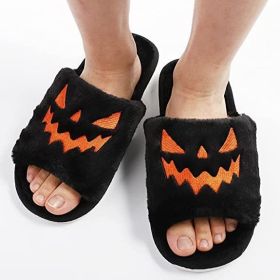 Halloween Shoes Winter Cute Warm Home Slippers Women (Option: Black-Size43)