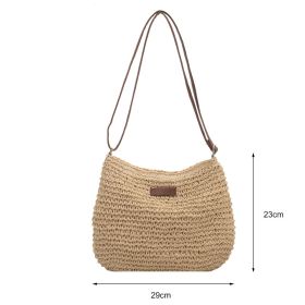 Niche Design Vacation Straw Tote Bag (Option: Beige-1PC)
