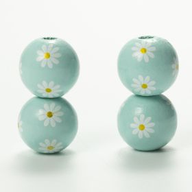 Source Factory Small Daisies Colorful Wood Beads Hemp Rope Flow Hematwood Bead String Handmade (Option: Light blue-16MM)