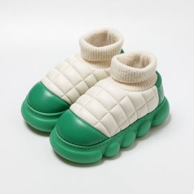 Heel Indoor Warmth Outdoor Snow Boots Lovers Thick Soled Cotton Shoes Mens Autumn And Winter (Option: Green-38to39)