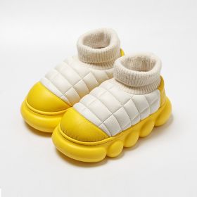 Heel Indoor Warmth Outdoor Snow Boots Lovers Thick Soled Cotton Shoes Mens Autumn And Winter (Option: Yellow-36to37)
