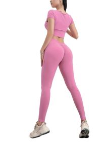 High Waist Yoga Pants For Women, Seamless, Scrunch Butt, Elastic, Ultra-Soft Comfort Fit, Solid Color Sports Leggings (Option: Pink-S)