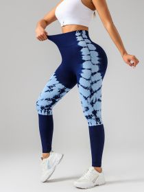 Tie-dye Women's Yoga Leggings With High Waistband, Moisture-Wicking, And Stretchy, Perfect For Outdoor Activities And Fitness (Option: Blue-S)