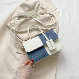 Popular Fashion Stitching Texture Portable Shoulder Messenger Bag (Color: White)