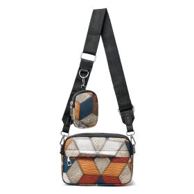 Retro Fashion Stitching Contrast Color Small Square Bag (Option: Black Color Matching)