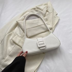 Western Style Shoulder Texture Crossbody Underarm Small Square Bag (Color: White)