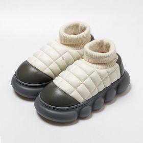 Heel Indoor Warmth Outdoor Snow Boots Lovers Thick Soled Cotton Shoes Mens Autumn And Winter (Option: Grey-42 to 43)