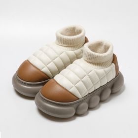 Heel Indoor Warmth Outdoor Snow Boots Lovers Thick Soled Cotton Shoes Mens Autumn And Winter (Option: Coffee-40to41)