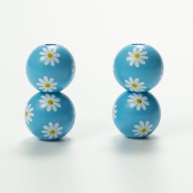 Source Factory Small Daisies Colorful Wood Beads Hemp Rope Flow Hematwood Bead String Handmade (Option: Blue-16MM)